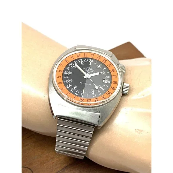 Glycine Airman SST Men's Watch Vintage Swiss Automatic Black Orange Dial - Picture 5 of 13